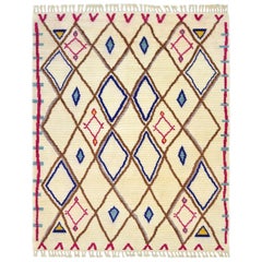 Moises, Bohemian Shaggy Moroccan Handmade Area Rug, Parchment