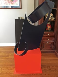 "Full Moon" Moises Morgenstern Kinetic Sculpture Orange, Black Abstract Modern