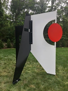 Sculpture cinétique rouge, blanche et noire abstraite moderne Moises Morgenstern « Red Eye »