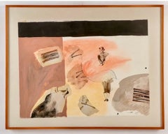 Peinture abstraite mexicaine à l'aquarelle, à l'encre et au pastel Tauromachie Moises Zabludovsky