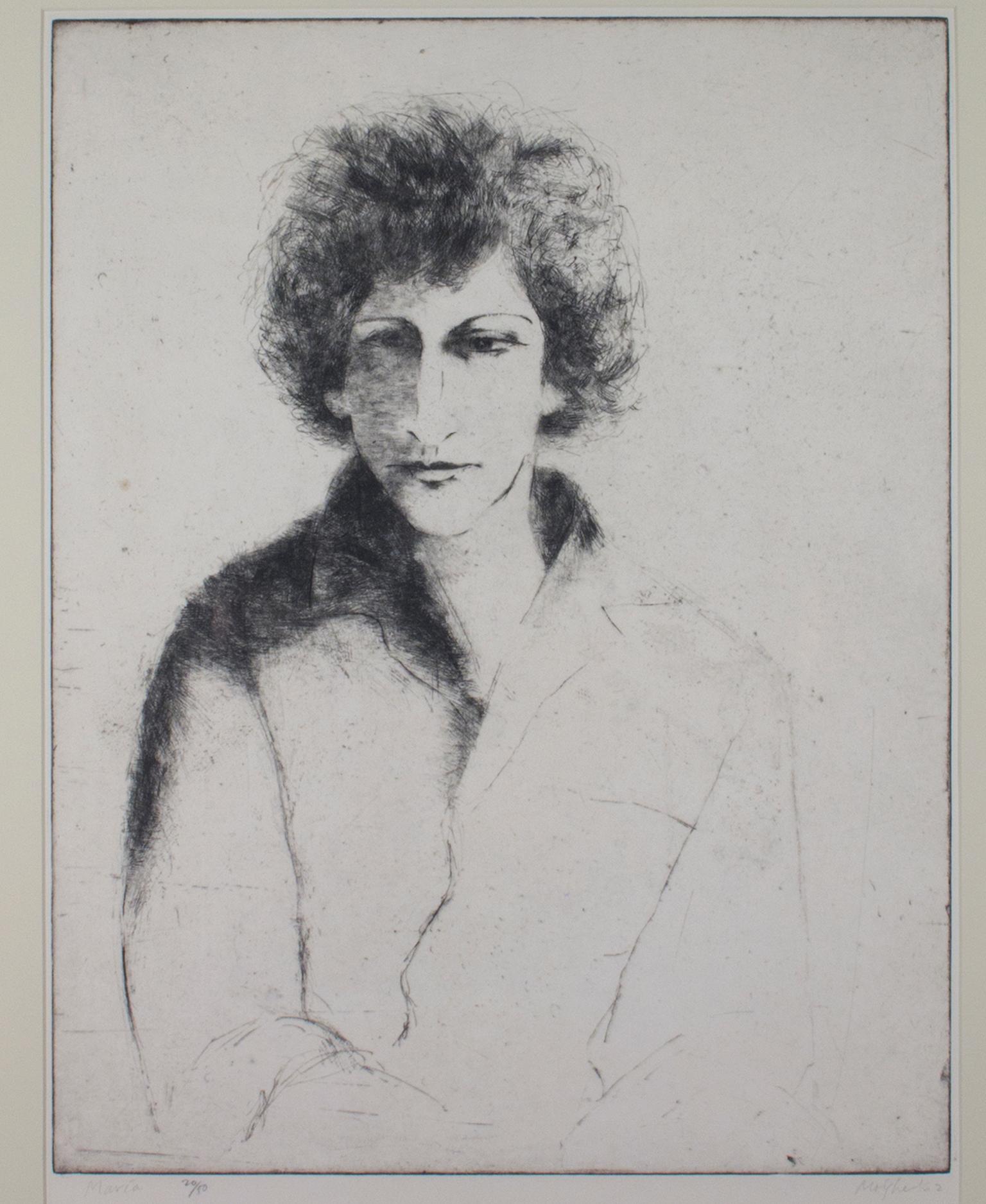 "Maria (Artist's Wife), " Original Portrait Etching by Moishe Smith