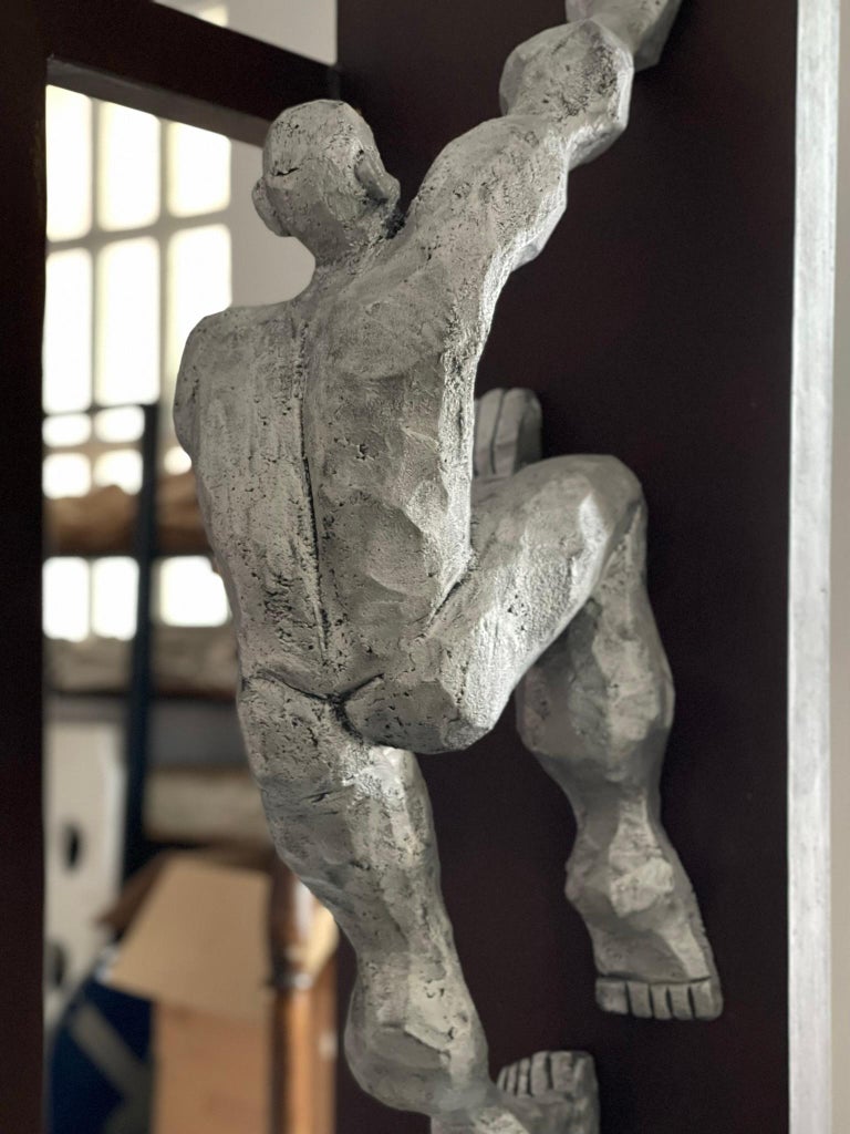 Moisés Gil - Abstract Men Large Sculpture Brown Rusted Metal Silver ...