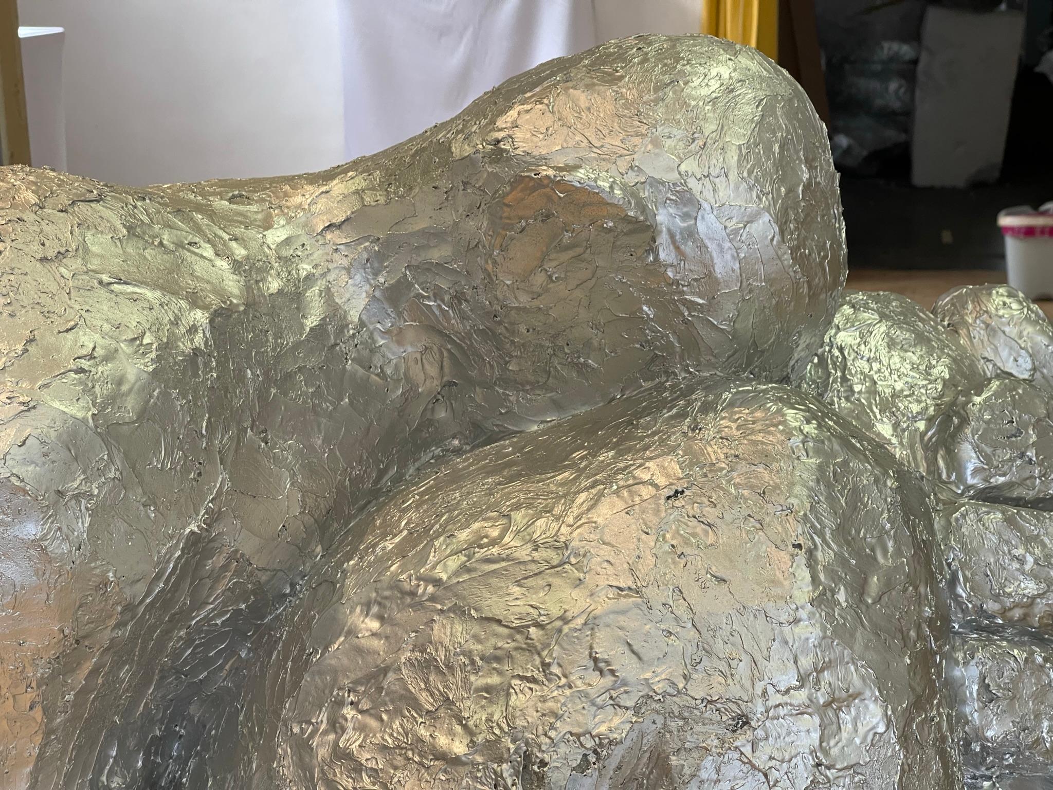 Uomo astratto Scultura grande in resina argentata per interni/esterni 9