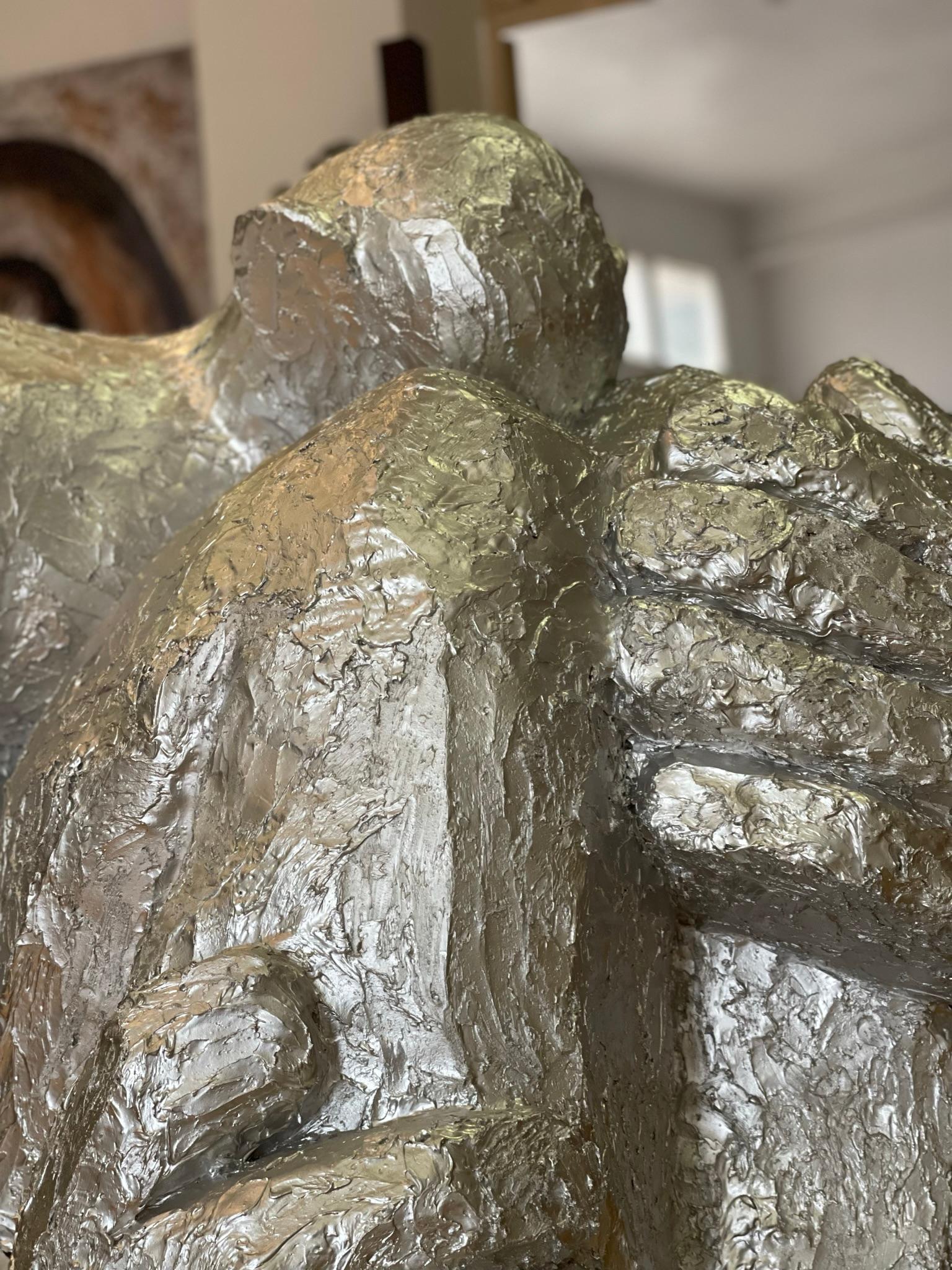 Abstract Men Large Sculpture Silver Resin Indoor / Outdoor 2