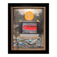 Abstract Contemporary Surrealist Three Dimensional Stormy Sea Landscape w/ Text