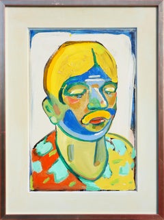 Abstract Contemporary Whimsical Portrait of a Boy with Yellow Hair