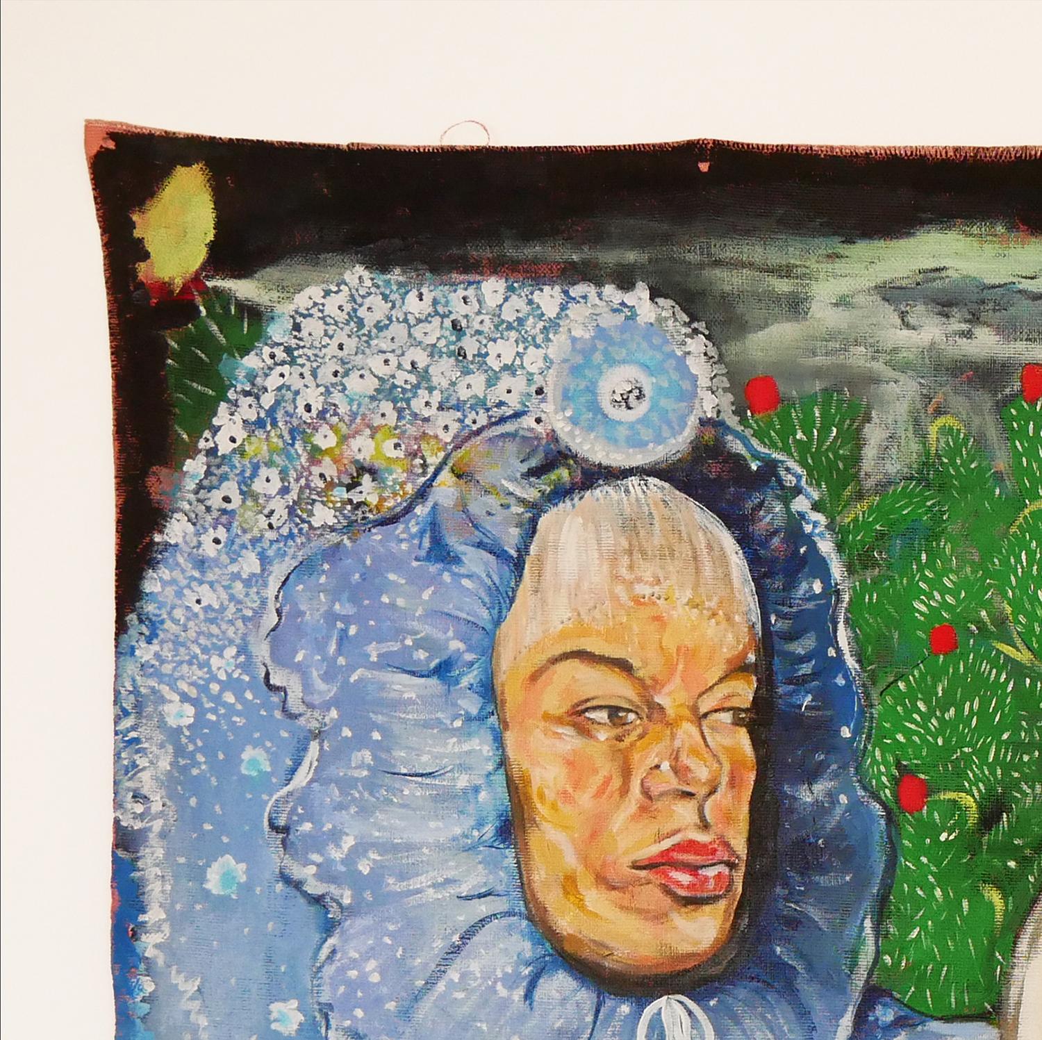 Skulpturales abstraktes zeitgenössisches Gemälde „La Proclamacion“ in Blau und Grün – Painting von Moisés Villafuerte