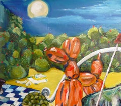 "Conocimientos" Unframed Contemporary Surrealist Desert Landscape with Cacti