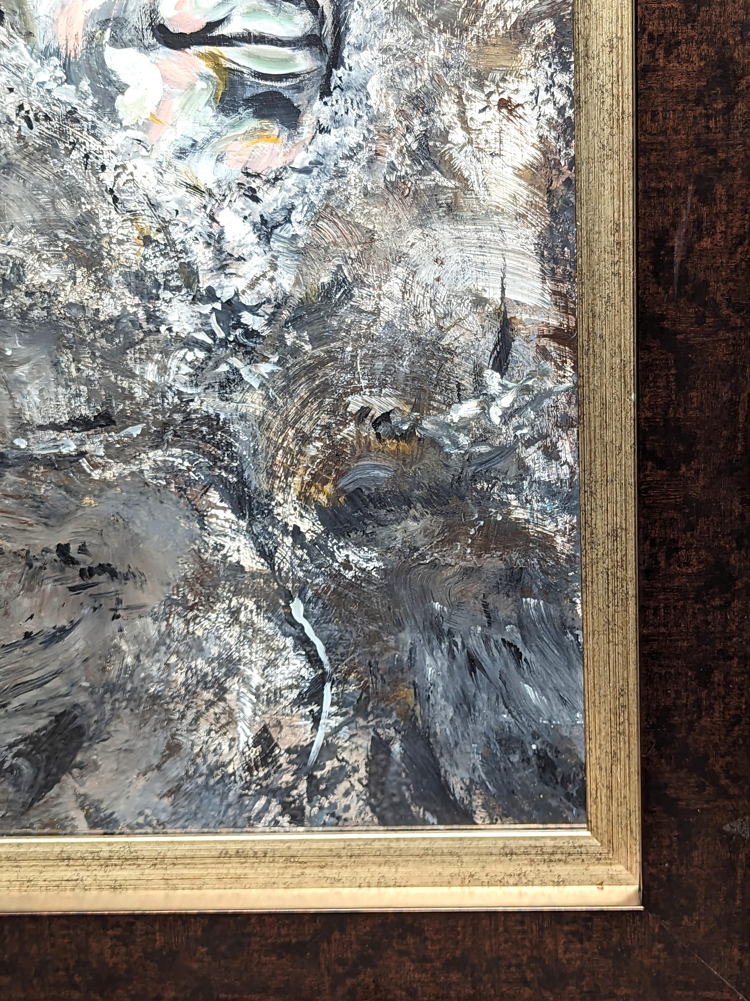 Pintura Expresionista Contemporánea Abstracta en Tonos Grises Retrato Figurativo en venta 1