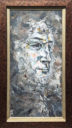 Contemporary Abstract Grey Toned Expressionist Figurative Portrait Painting