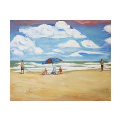 "Galveston Beach, TX" Impressionist Contemporary Beach Landscape Painting