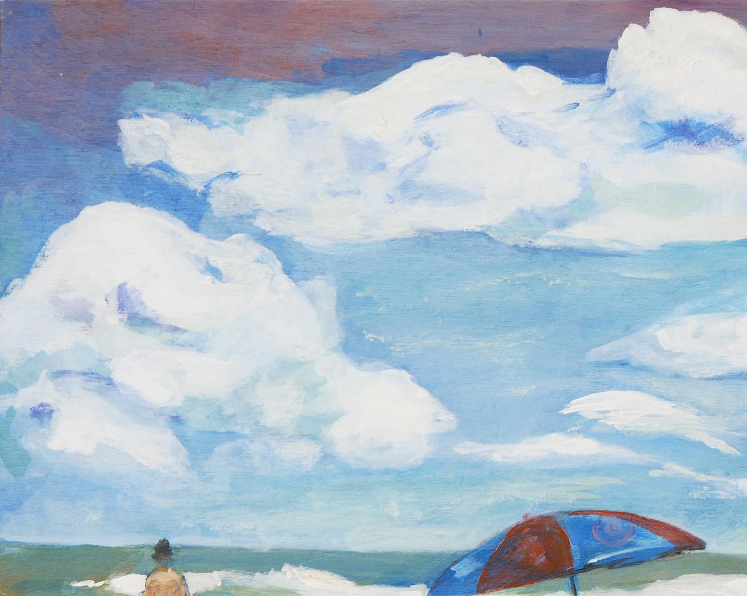 Impressionistisches zeitgenössisches Strandlandschaftsgemälde „Galveston Beach, TX“ (Abstrakter Impressionismus), Painting, von Moisés Villafuerte