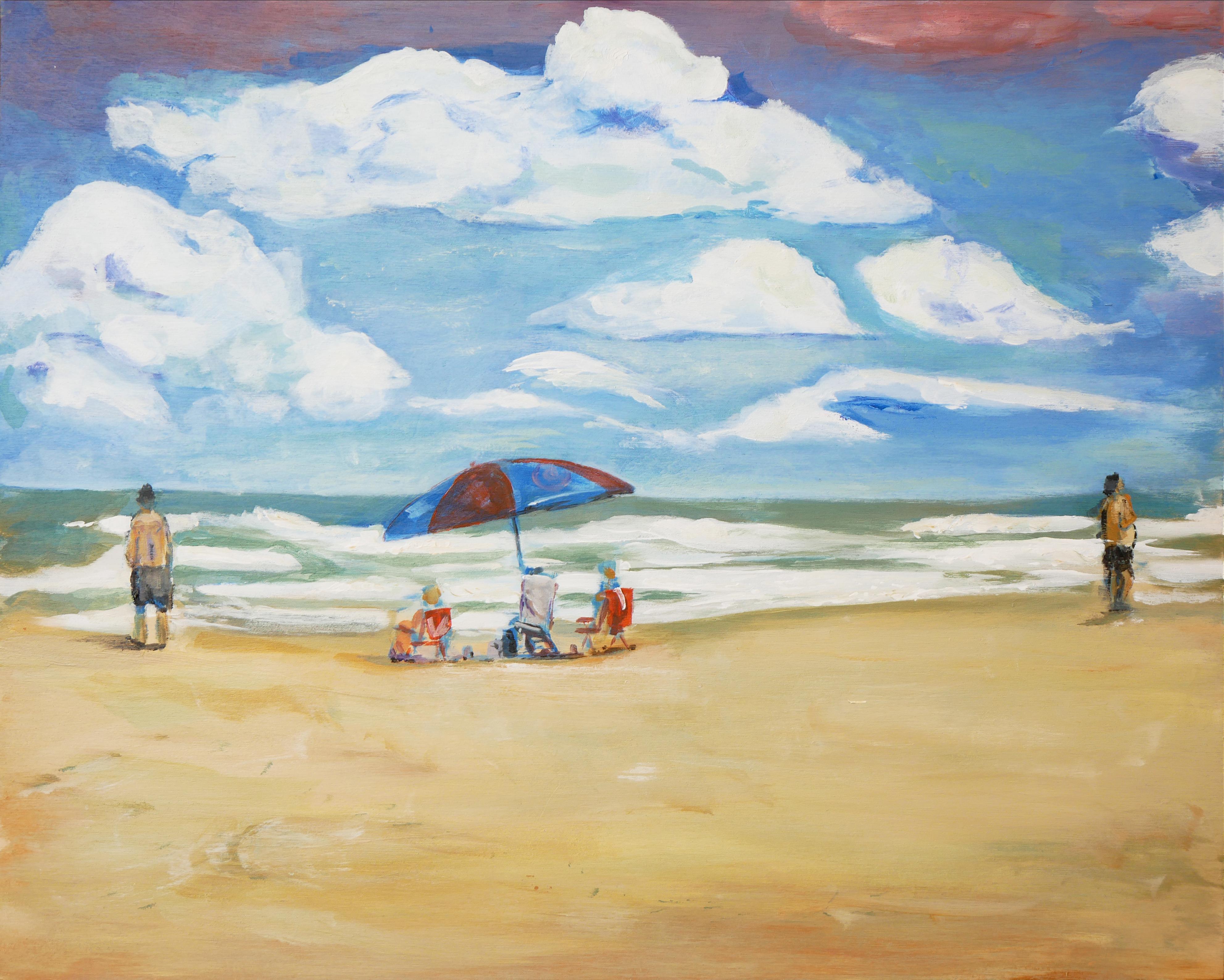 "Galveston Beach, TX" Impressionist Contemporary Beach Landscape Painting