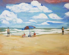 "Galveston Beach, TX" Impressionist Contemporary Beach Landscape Painting