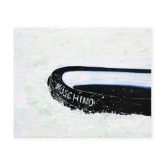 "Moschino" Abstract Contemporary Seascape with a Black Lifeboat