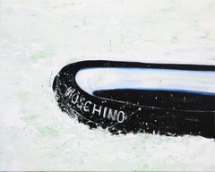 "Moschino" Abstract Contemporary Seascape with a Black Lifeboat