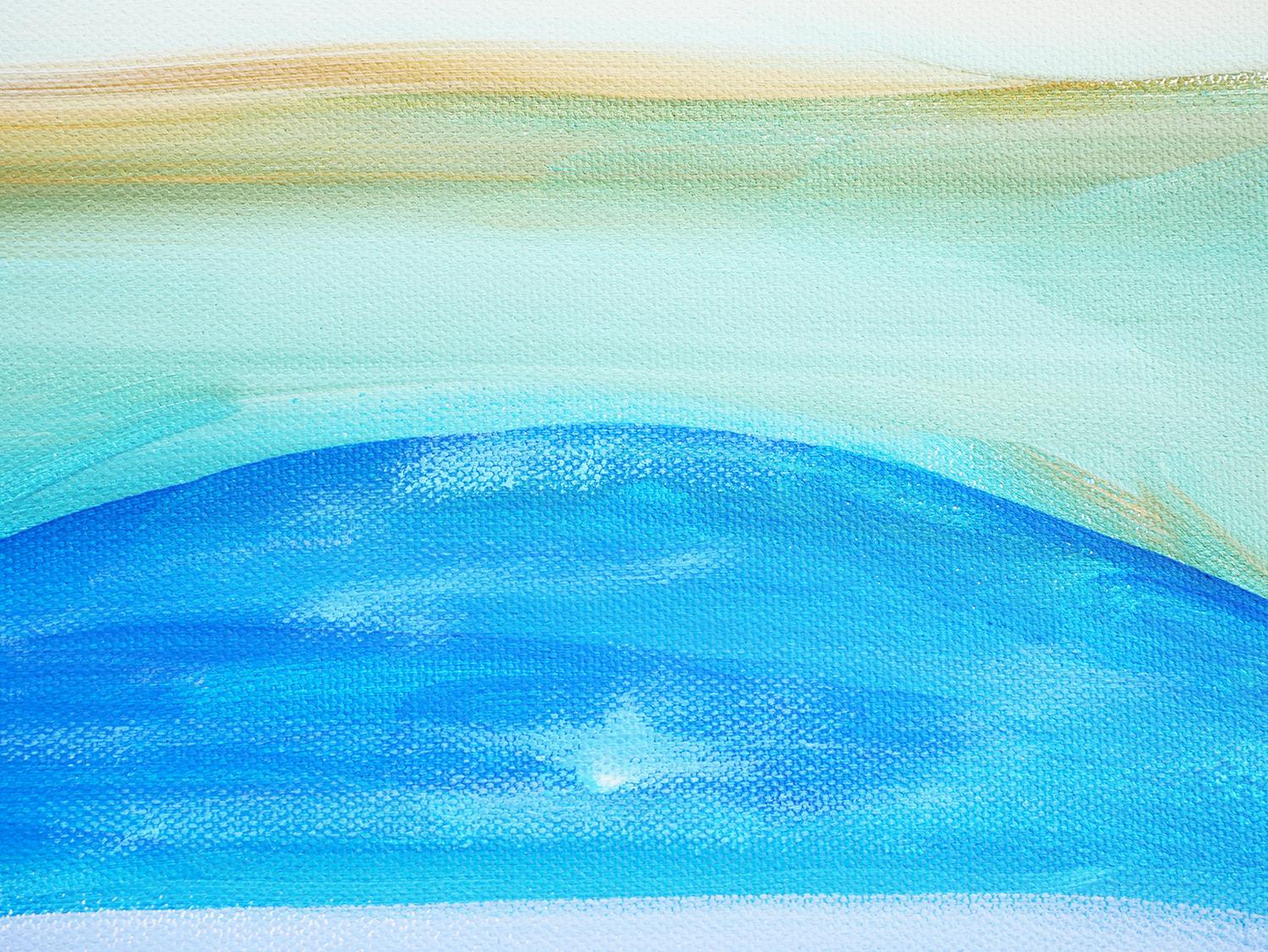 „“Salvamivida“ Kalt getönte abstrakte zeitgenössische Meereslandschaft mit blauem Lifeboat 7