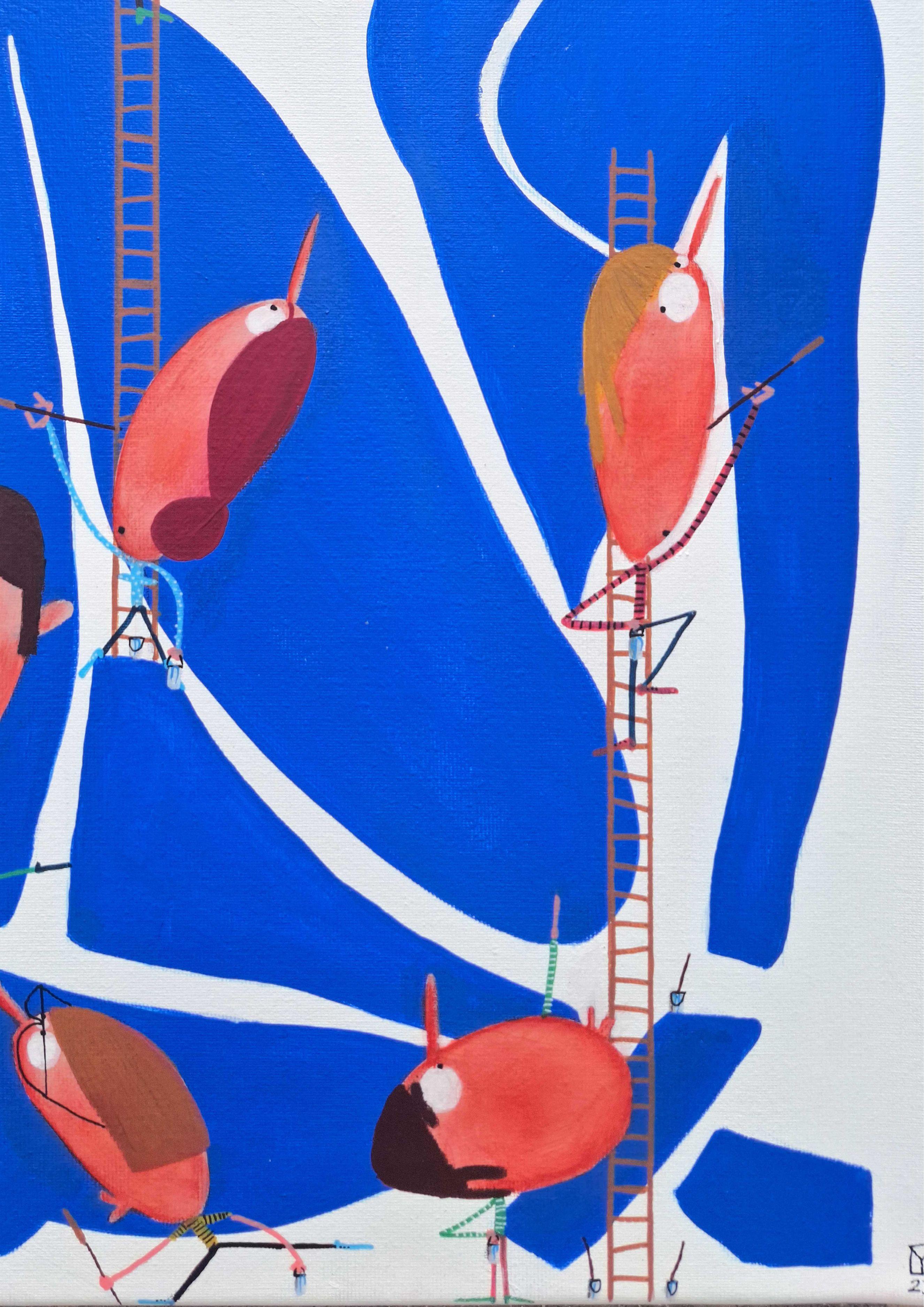 Matisse's Assistenten (Grau), Figurative Painting, von Moisés Yagües