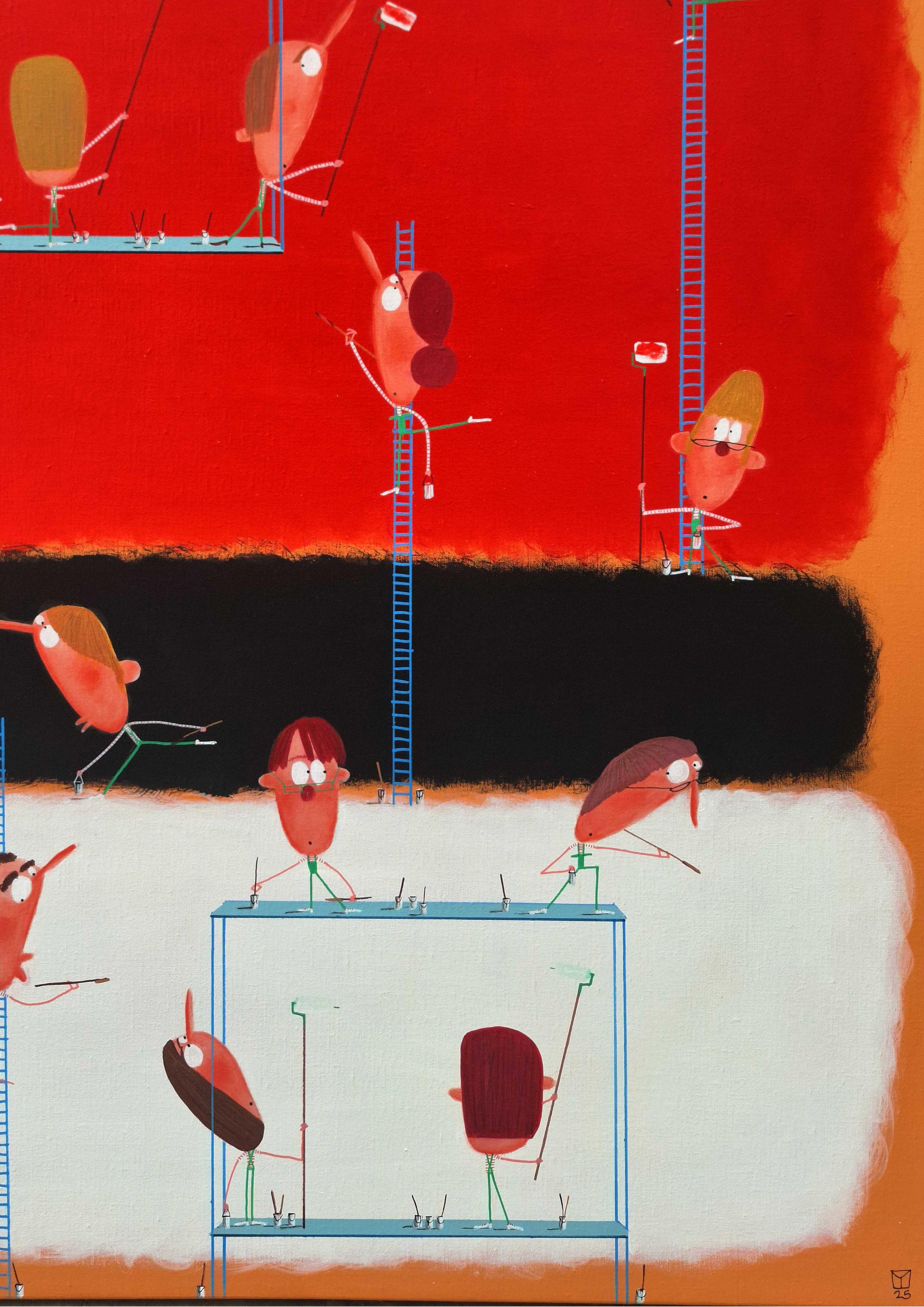 Rothko In Progress - Red Figurative Painting by Moisés Yagües