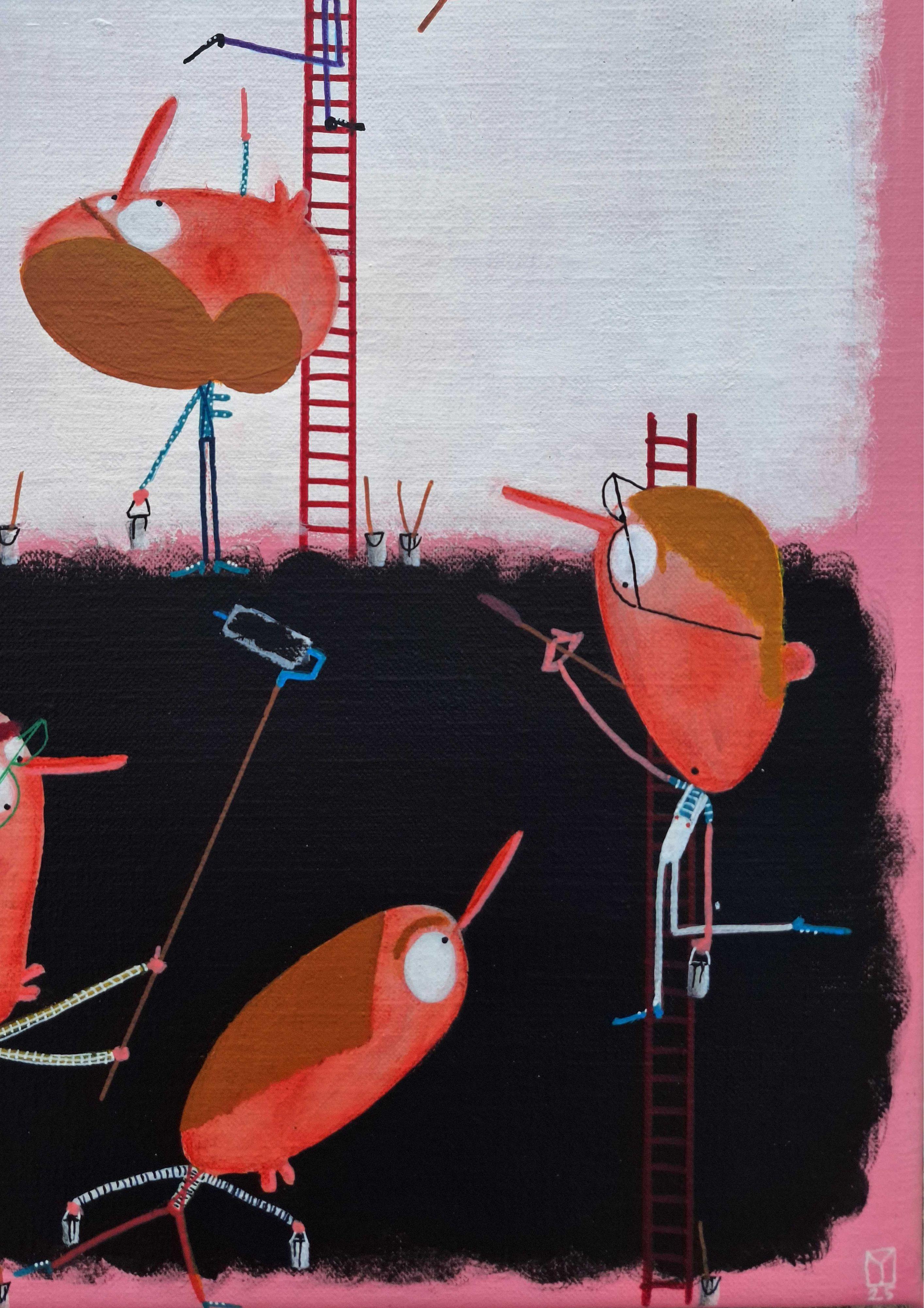 Rothko In Progress II - Gray Figurative Painting by Moisés Yagües