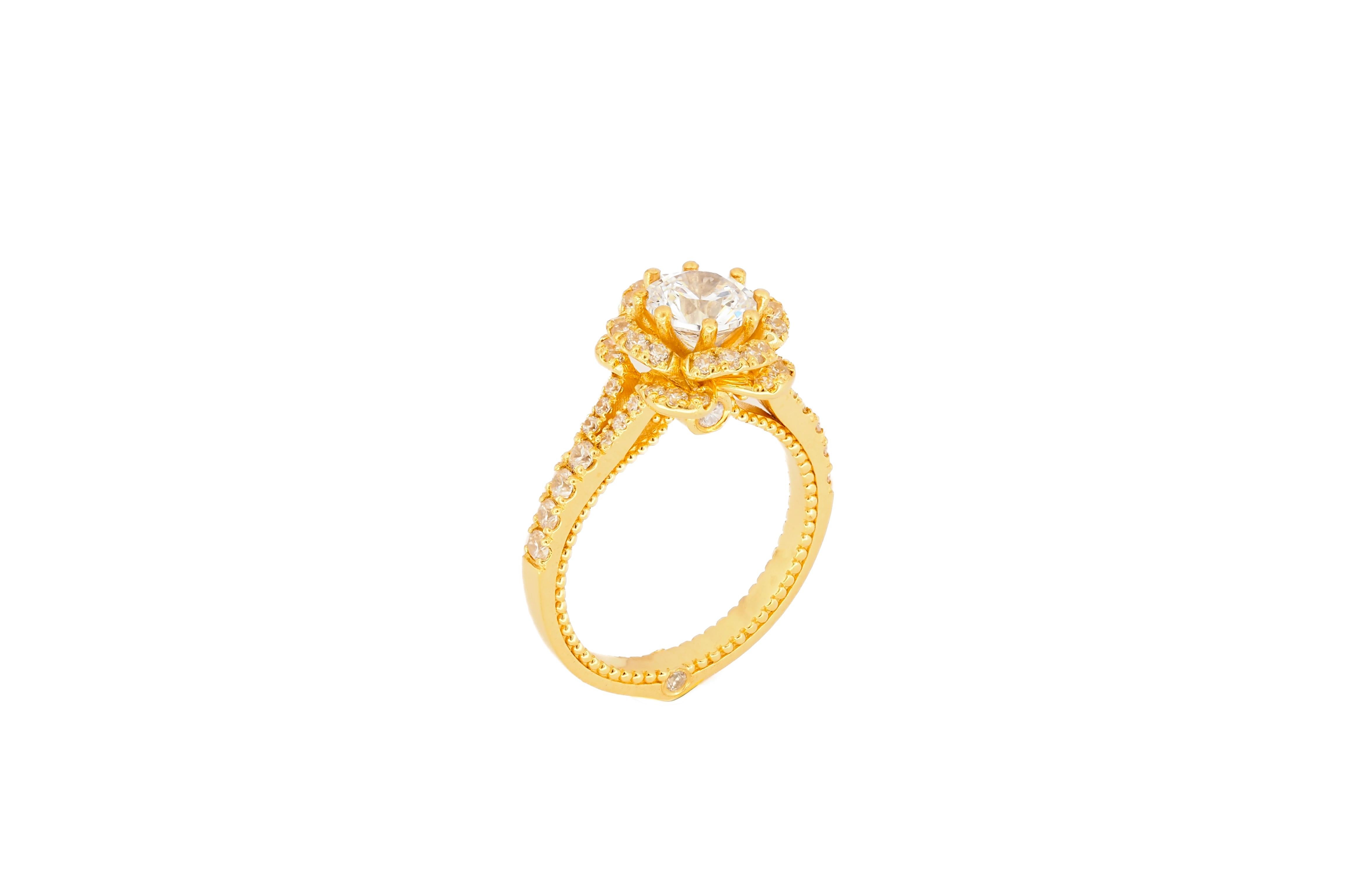 Moissanite 14k gold engagement ring. For Sale 3