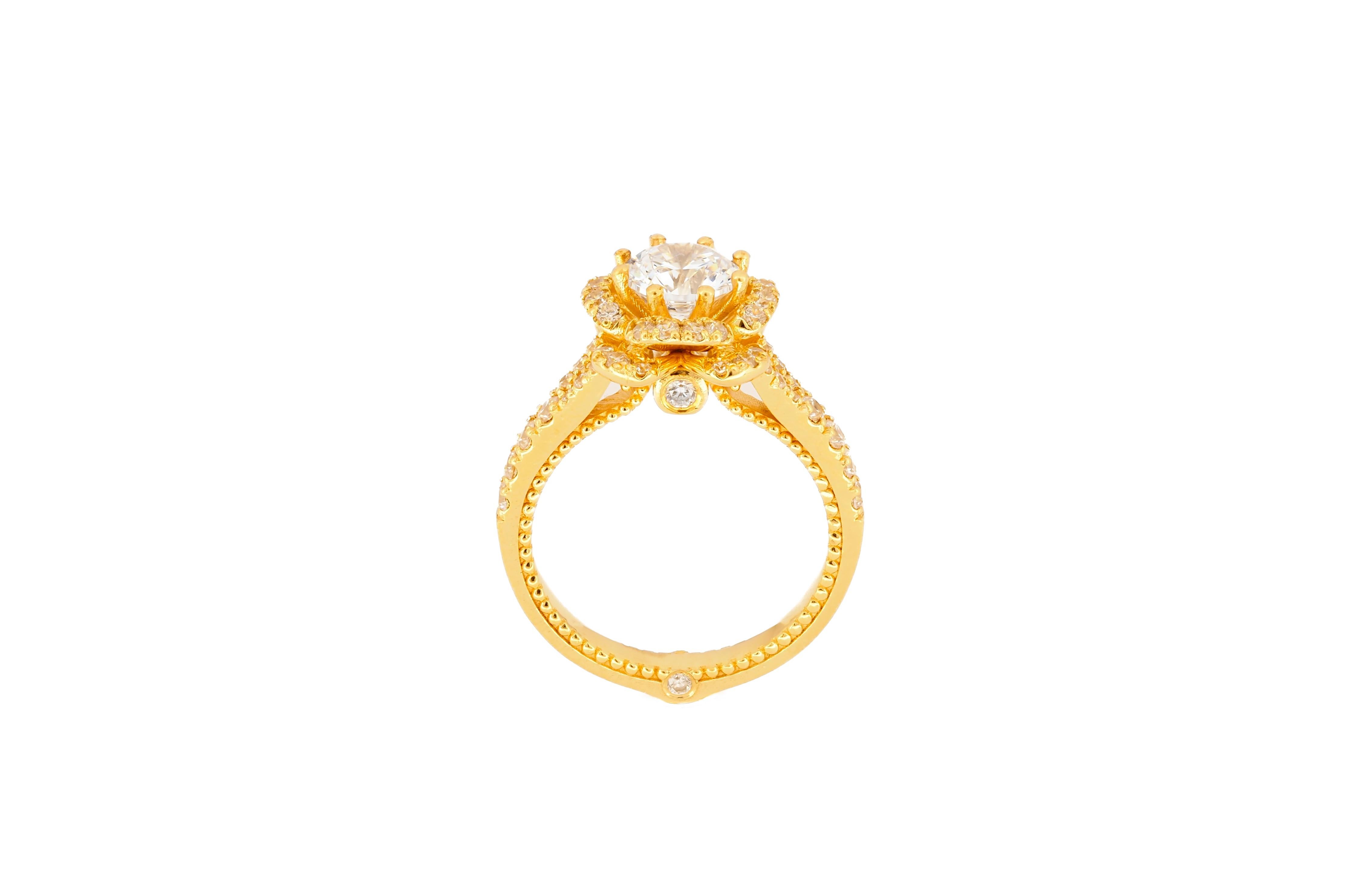 Moissanite 14k gold engagement ring. For Sale 5