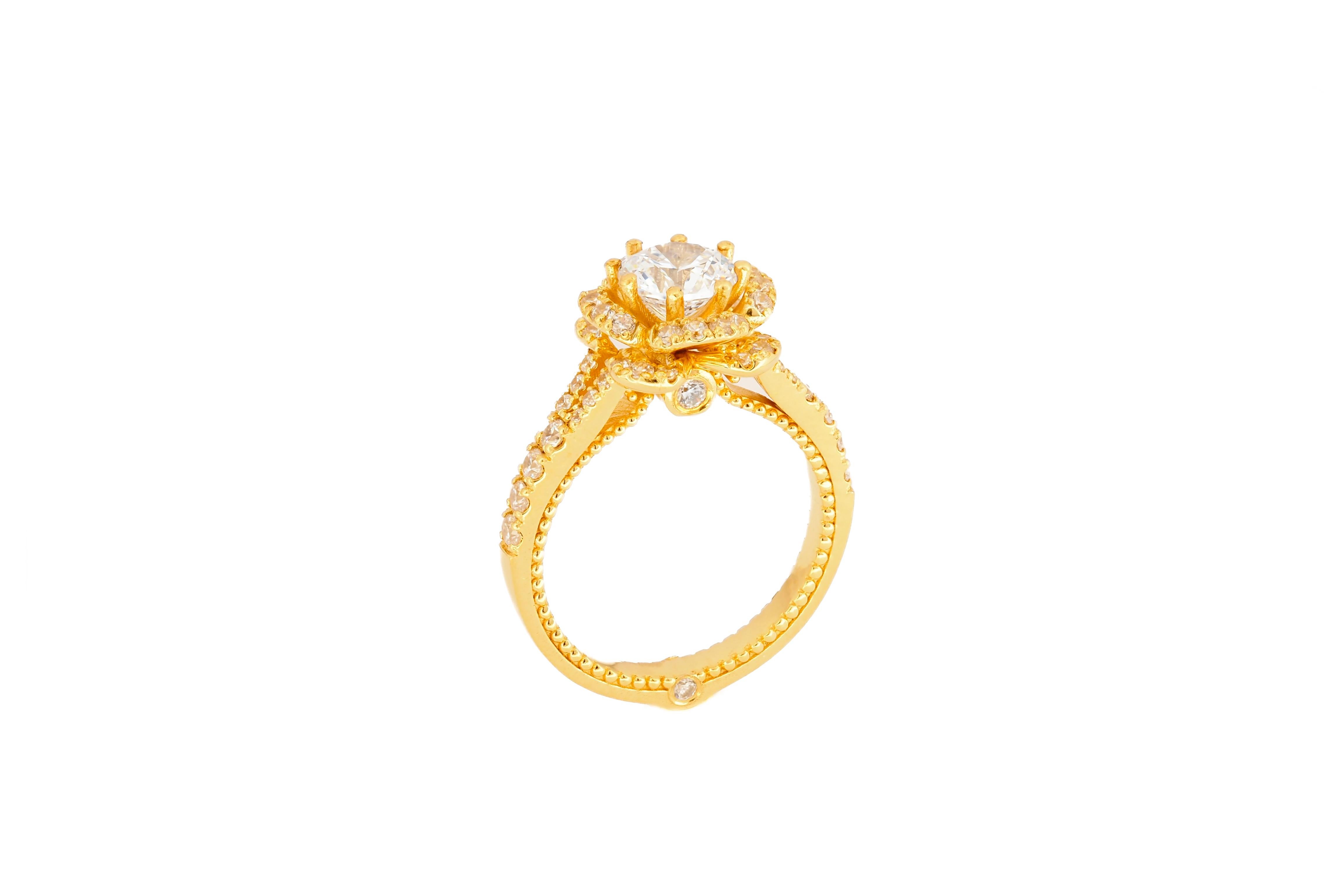 Moissanite 14k gold engagement ring. For Sale 5