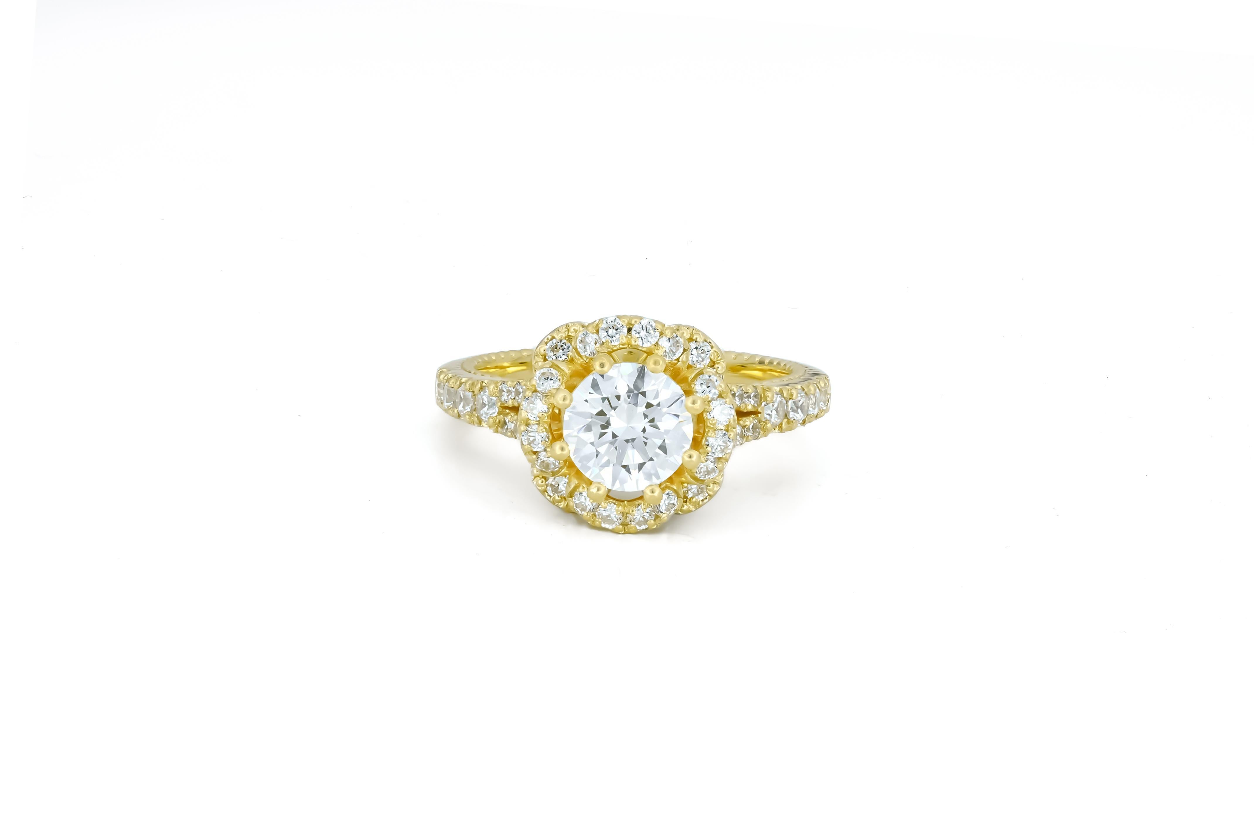 For Sale:  Moissanite 14k gold engagement ring 2