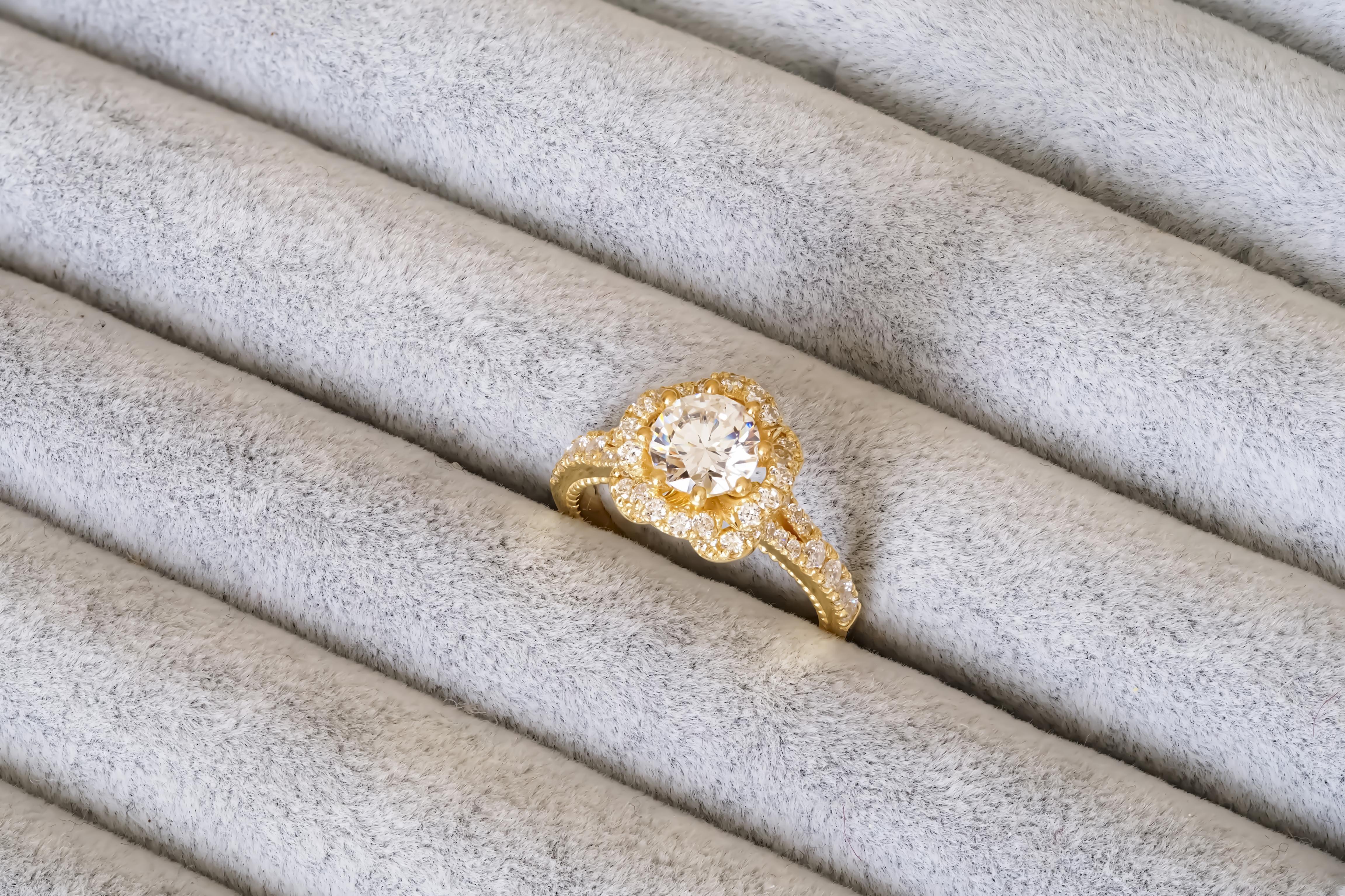 For Sale:  Moissanite 14k gold engagement ring 6