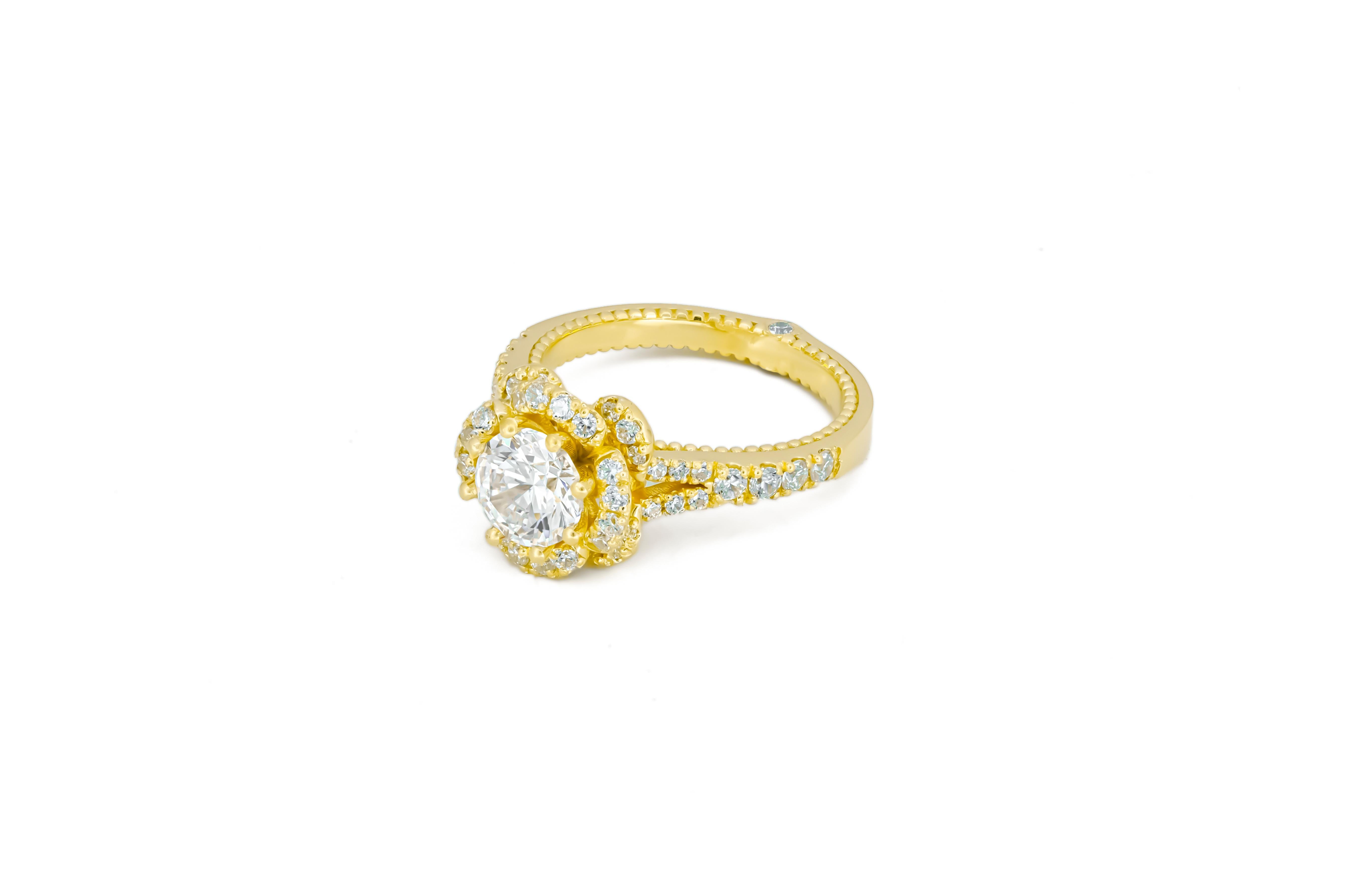 Moissanite 14k gold engagement ring. For Sale 1