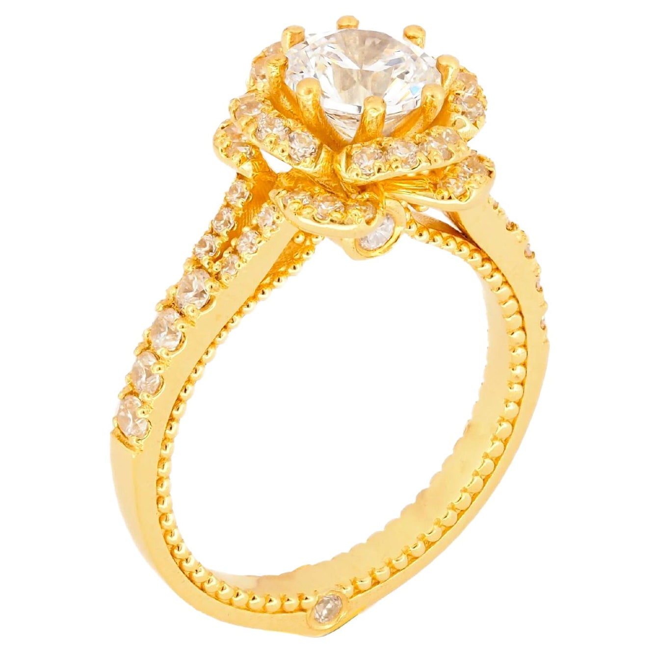 Moissanit Verlobungsring aus 14k Gold.