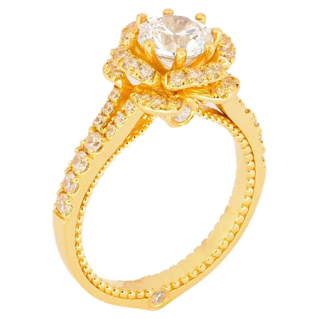 Moissanite 14k gold engagement ring. For Sale