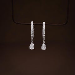 Moissanite 925 Sterling Silver Pear Shaped Drop Earring Anniversary Gift For Her
