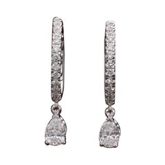 Moissanite 925 Sterling Silver Pear Shaped Drop Earring Anniversary Gift For Her