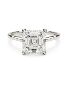 Anillo de moissanita con corte Asscher, de plata de ley 925, para mujer, ideal para llevar a diario.