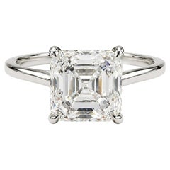Anillo de moissanita con corte Asscher, de plata de ley 925, para mujer, ideal para llevar a diario.