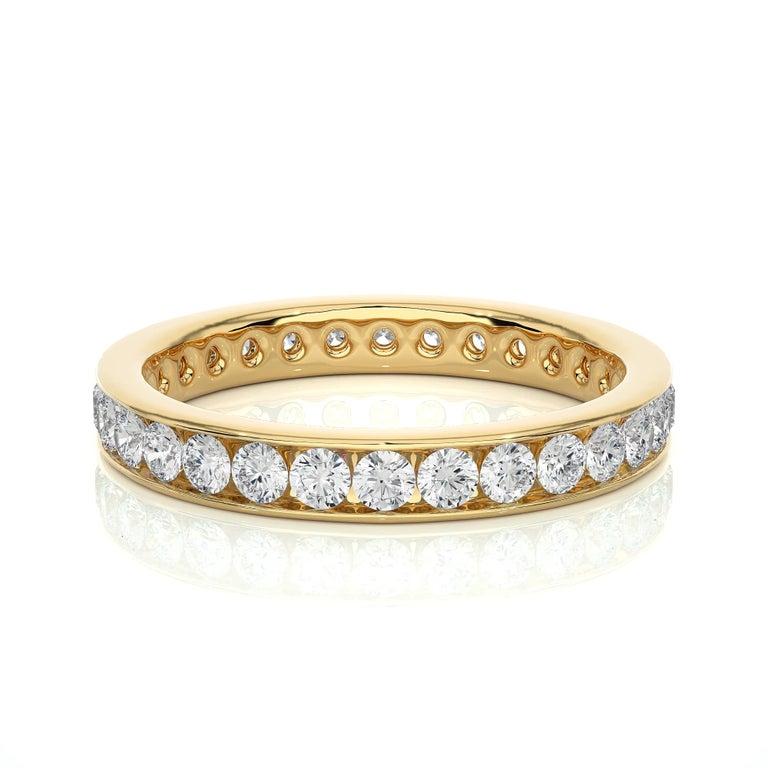 For Sale:  Moissanite Band Gift for Grandma Ring in Yellow Gold Plated 925 Sterling Silver 11