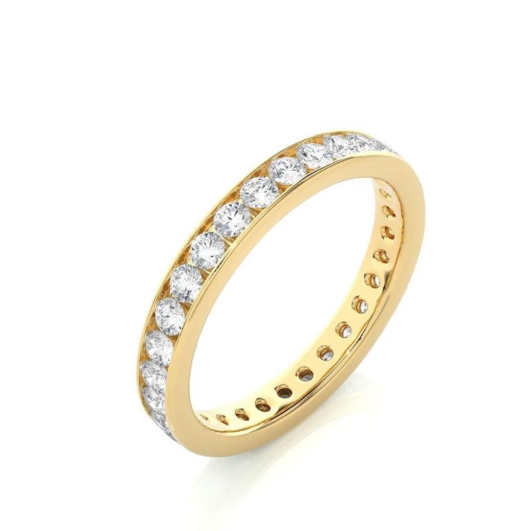For Sale:  Moissanite Band Gift for Grandma Ring in Yellow Gold Plated 925 Sterling Silver 8