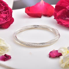 Moissanite Bangle Bracelet For Her 925 Sterling Silver Beautiful Aniversary Gift