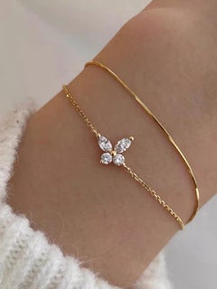Moissanite Bracelet 925 Sterling Silver Minimalist Flower Shaped Bracelet Gift.