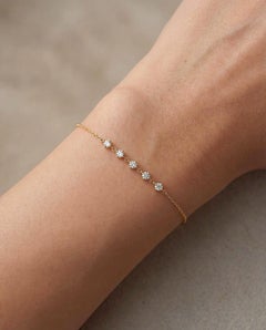 Bracciale a catena di moissanite in argento sterling 925 Bracciale con cinque pietre, regalo per lei.