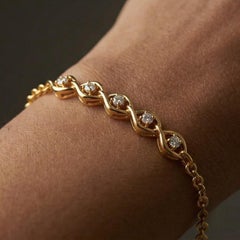 Moissanite Chain Bracelet 925 Sterling Silver Round Prong Set Bracelet For Women