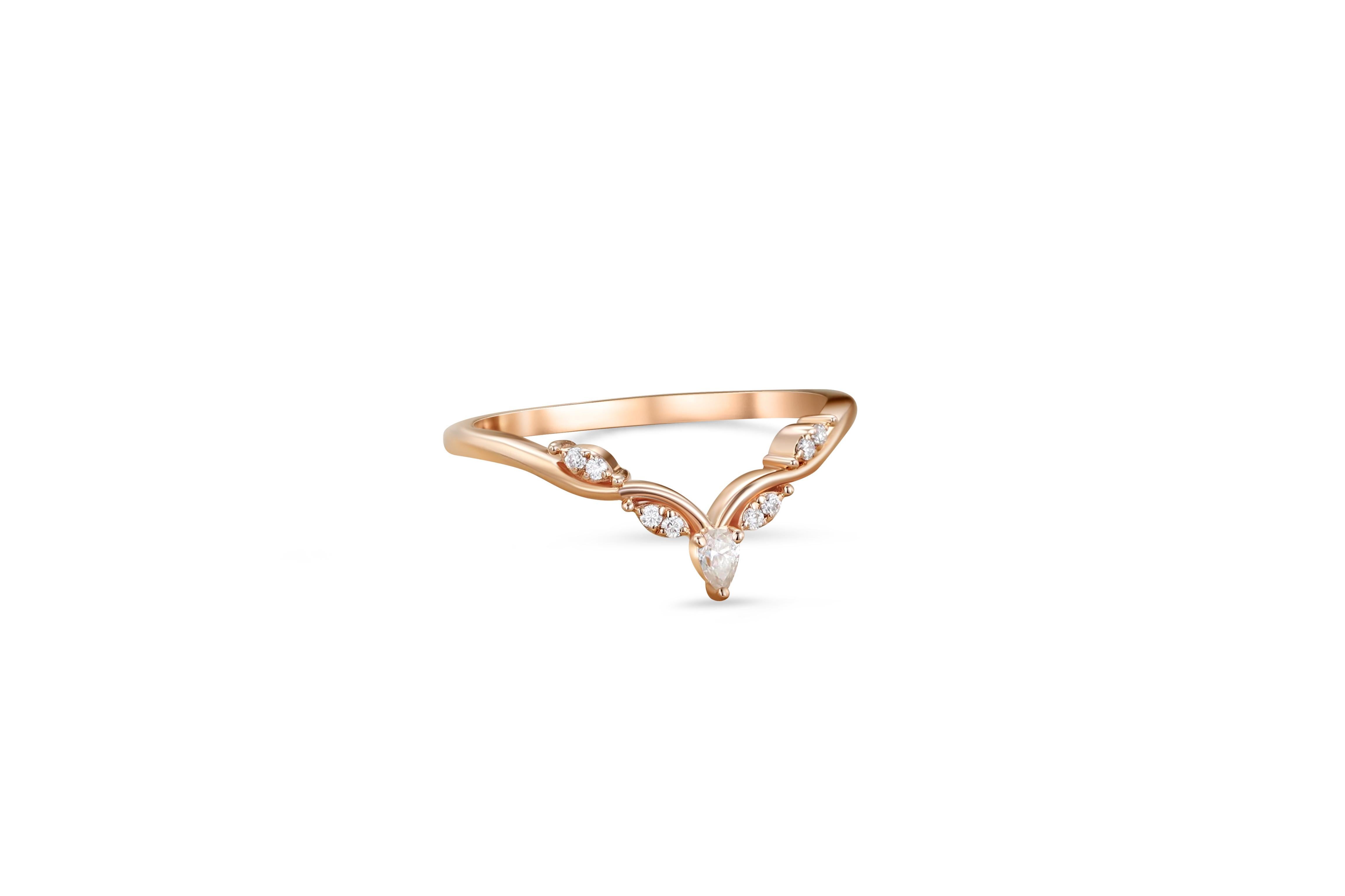 in vendita:  Fede nuziale in moissanite Chevron in oro 14 carati 2