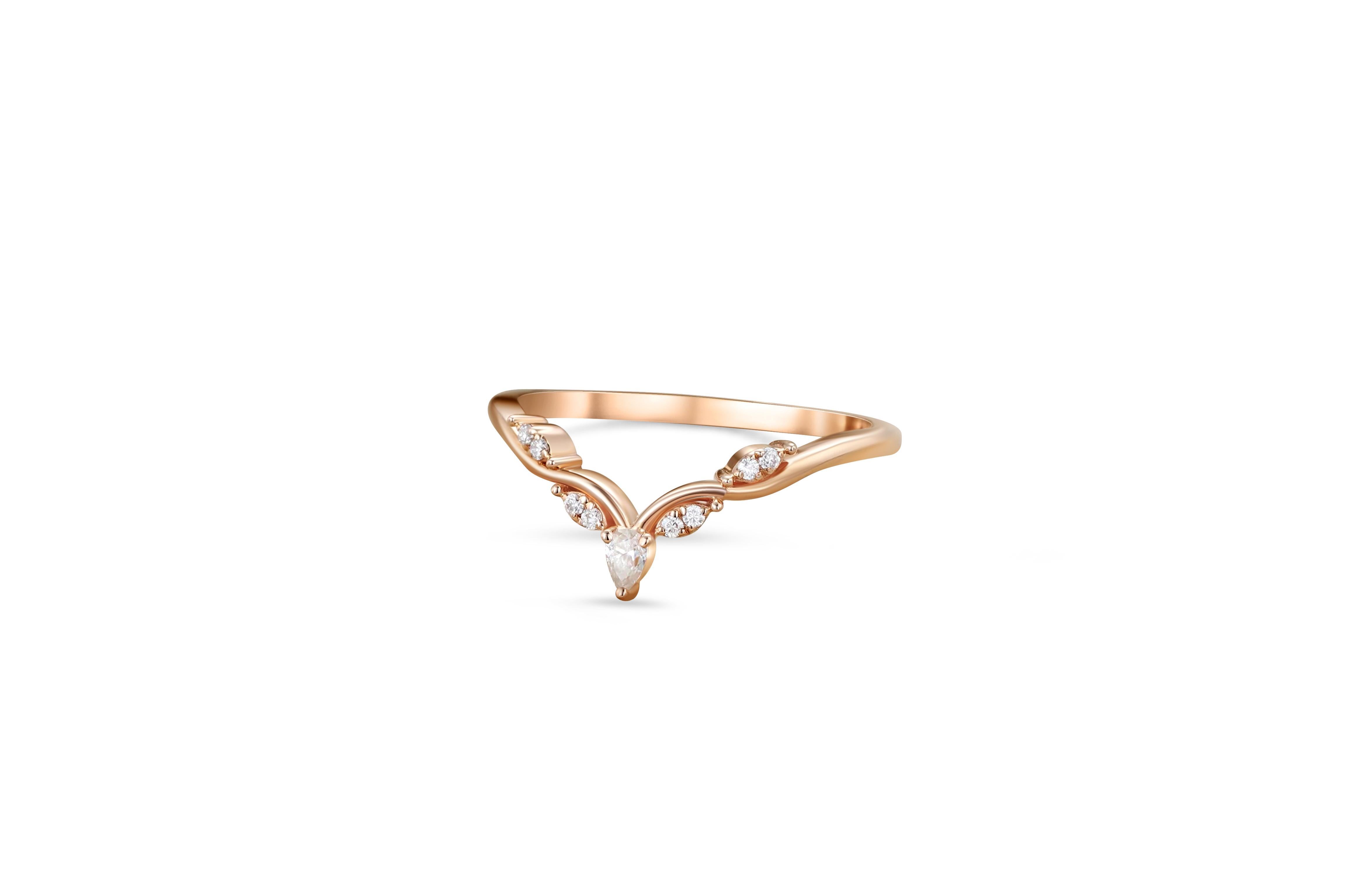 in vendita:  Fede nuziale in moissanite Chevron in oro 14 carati 3