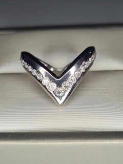 Moissanite Chevron Ring Band 925 Sterling Silver Wishbone Ring.