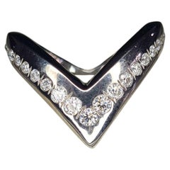 Moissanite Chevron Ring Band 925 Sterling Silver Wishbone Ring.