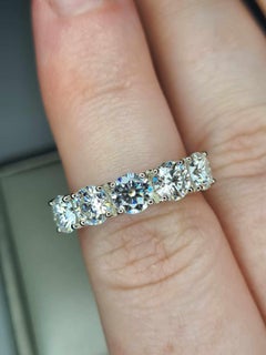 Moissanite Cluster Stone Ring Band 925 Silver Eternity Band