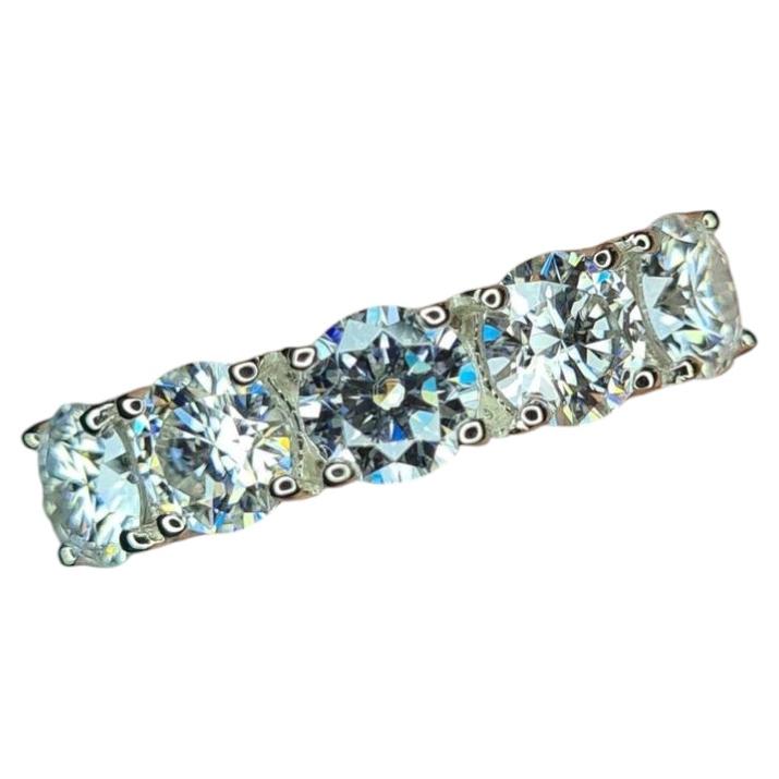 Moissanite Cluster Stone Ring Band 925 Silver Eternity Band