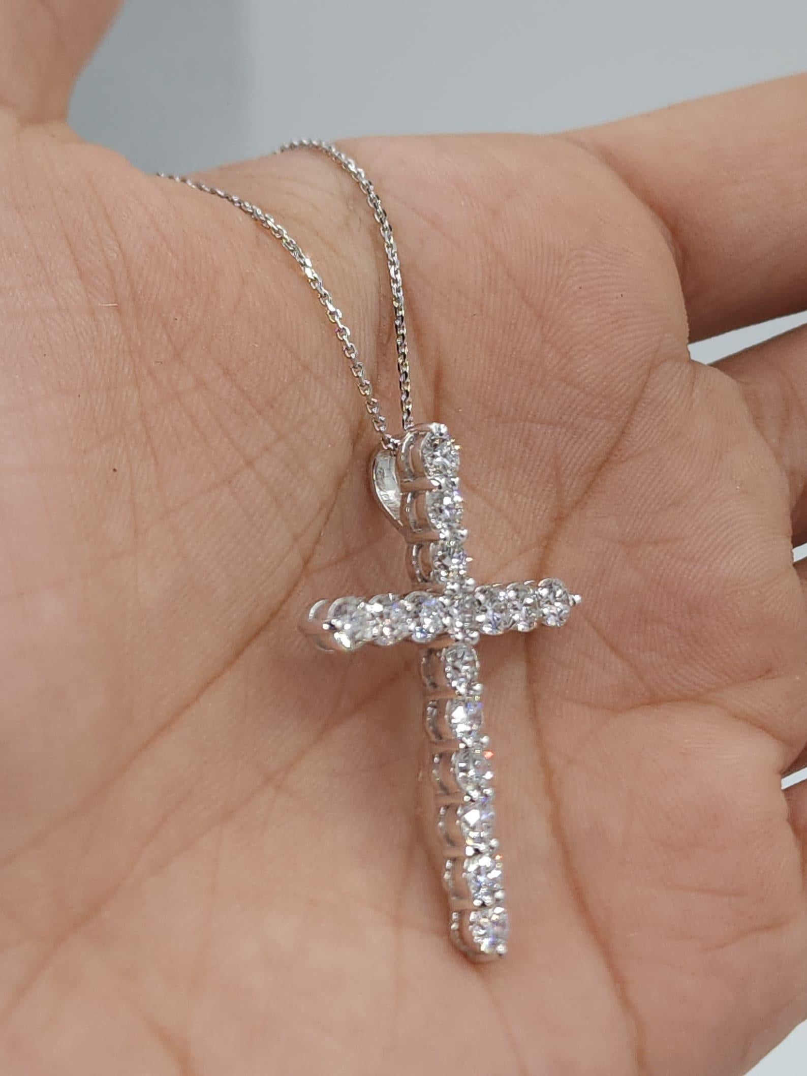 Art Deco Moissanite Cross Necklace 925 Sterling Silver Unisex Pendant Necklace Gift.