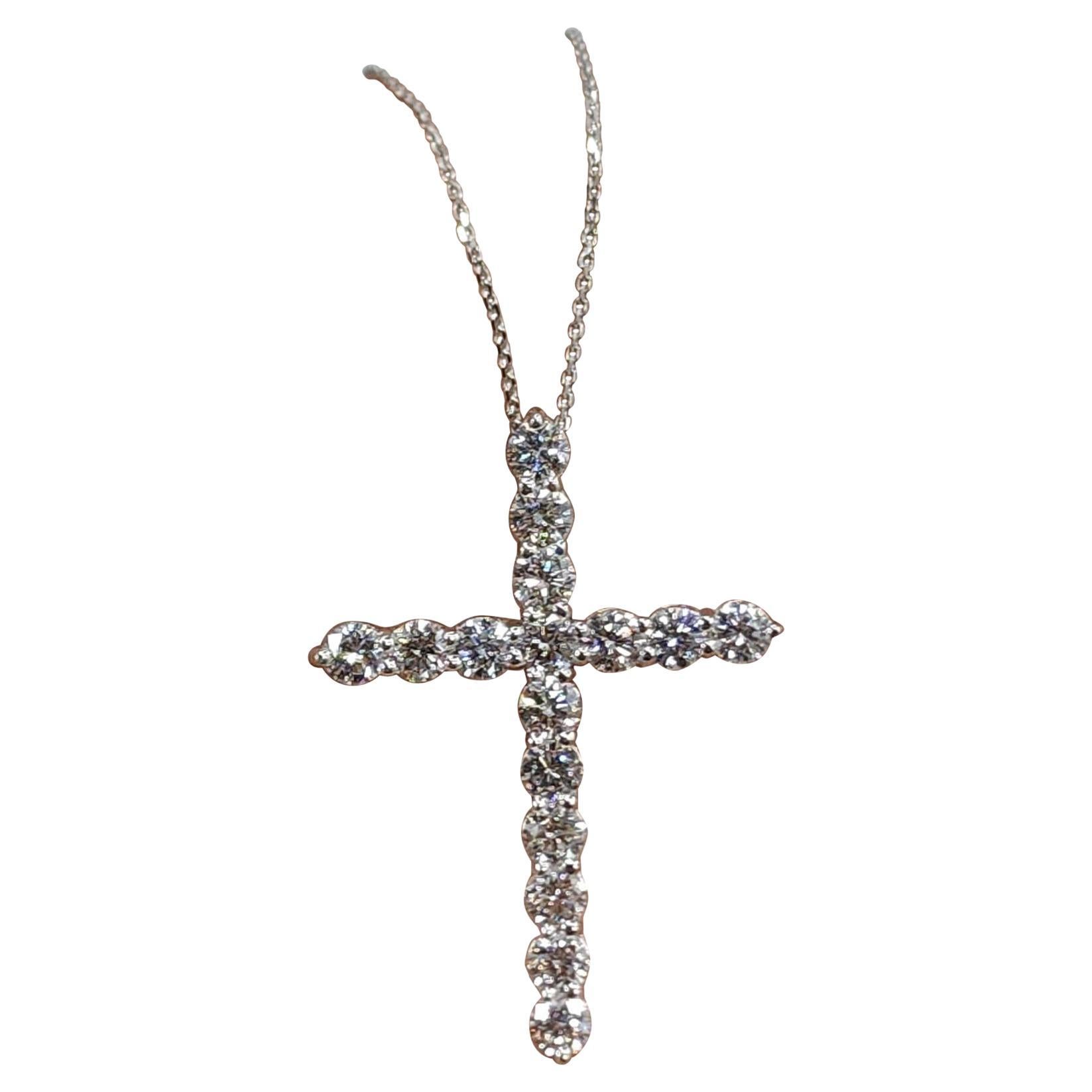 Moissanite Cross Necklace 925 Sterling Silver Unisex Pendant Necklace Gift.